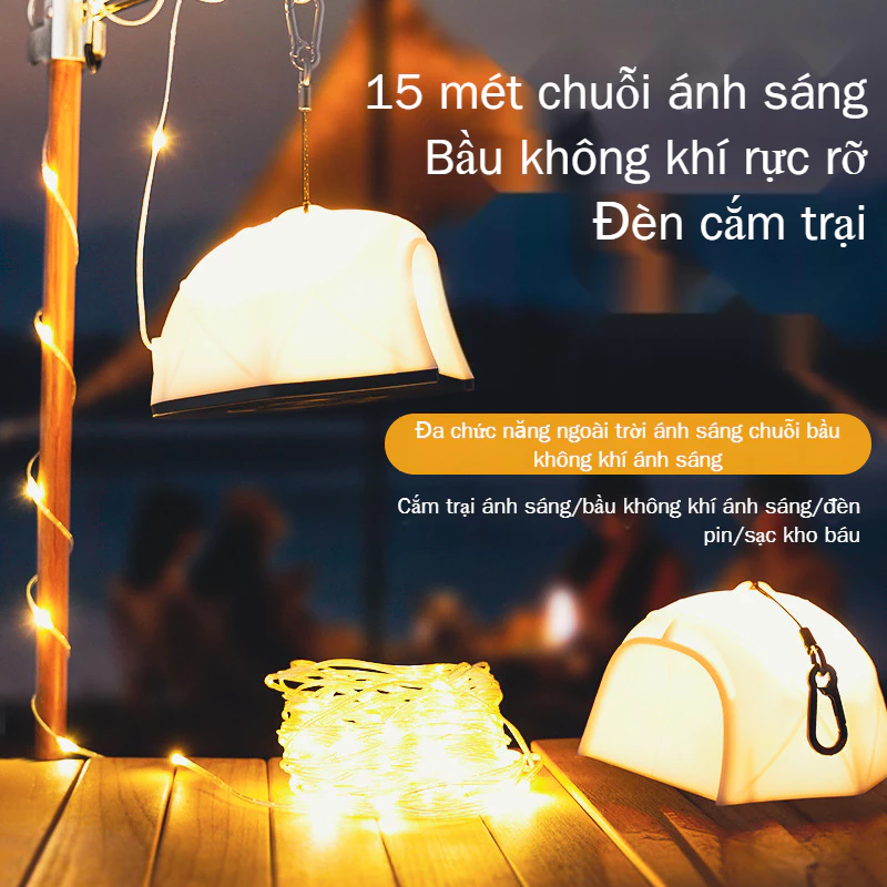 Nâng cấp Ngoài Trời Đa Chức Năng Cắm Trại Đèn Đầu Ra Pin TYPE-C Dây Sạc Ánh Sáng Ấm Màu Ánh Sáng Độ Bền Dài Đèn Lều Chống Thấm Nước