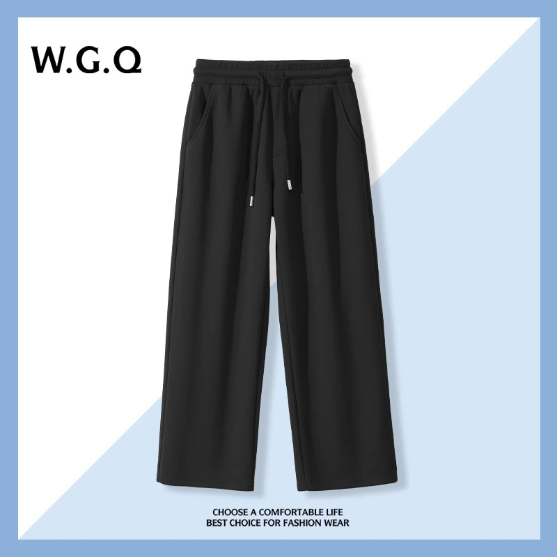 [W.G.Q] Quần ống rộng thể thao nam mới màu trơn