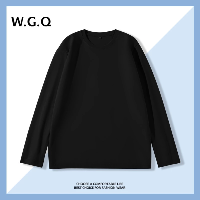 [W.G.Q] Áo thun dài tay, áo thun dài tay cotton 100% đơn giản Unisex mới