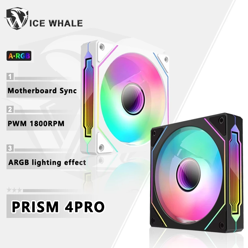 ICE Whale PRISM Gen4 PRO ARGB Quạt CPU 4PIN PWM Quạt khung im lặng 120mm Gương vô hạn 5V 3PIN Bo mạch chủ đồng bộ ánh sáng