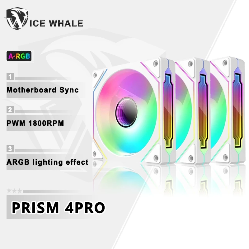 ICE Whale PRISM 4PRO Gen2 3 Quạt CPU ARGB 4PIN PWM Quạt khung gầm im lặng 120mm Gương vô hạn Lian Li Cùng phong cách 5V 3PIN Bo mạch chủ đồng bộ ánh sáng