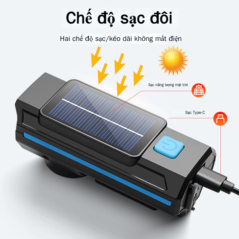 Nâng cấp đa chức năng Xe đạp tiện lợi Đi đêm bằng năng lượng mặt trời Đèn pin sạc xe đạp leo núi Đèn trước cưỡi xe siêu sáng Đèn trước mạnh được trang bị với