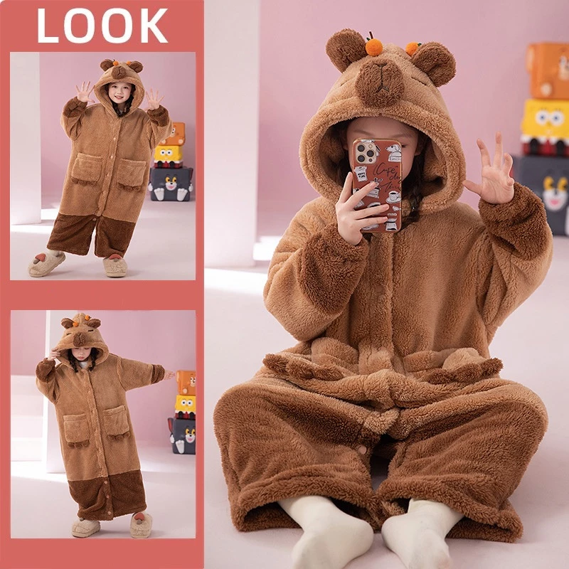 Dễ Thương Capybara Trang Phục Hóa Trang Trẻ Em Áo Kigurumi Onesie Anime Váy Ngủ Quà Tặng Giáng Sinh Hoạt Hình Bộ Đồ Ngủ