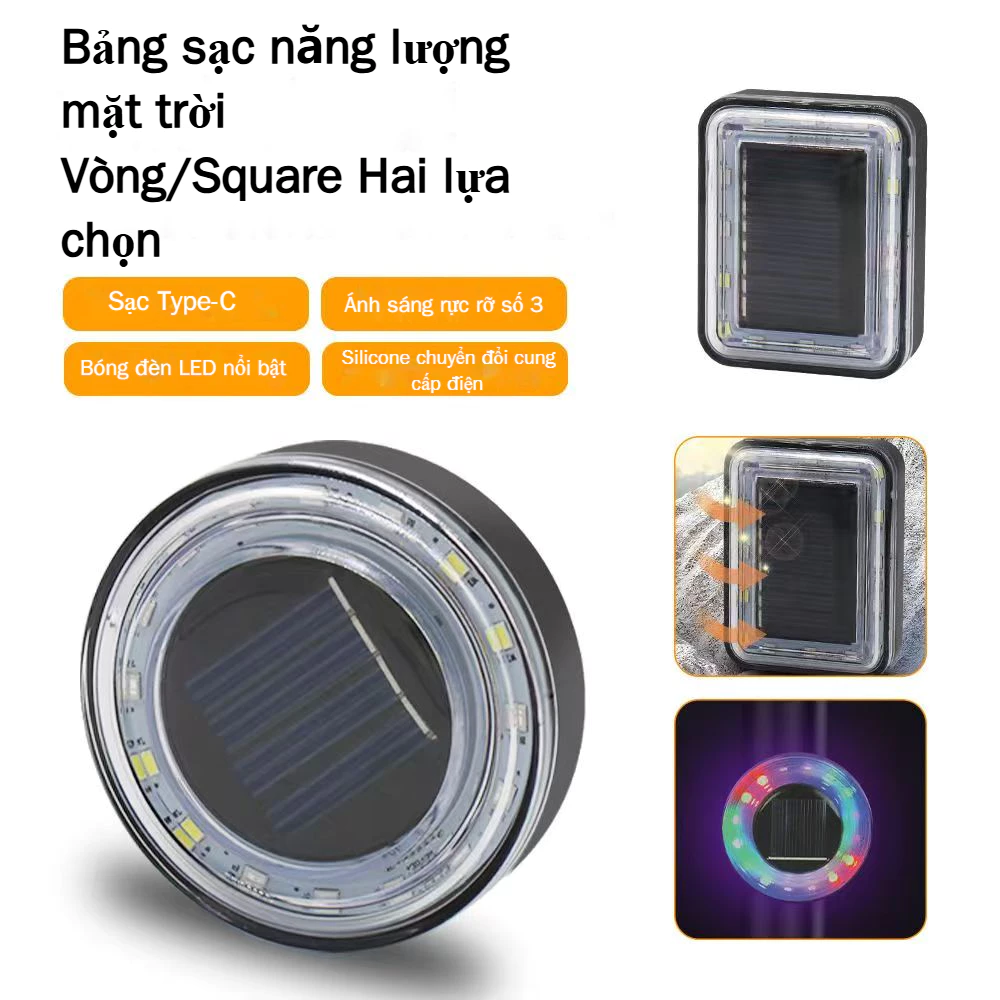 Đa chức năng ngoài trời mới xe đạp đèn đi xe đạp đuôi đèn sạc năng lượng mặt trời cầu vồng ánh sáng đầy màu sắc thiết bị đi xe đạp TYPE-C sạc đêm cưỡi núi