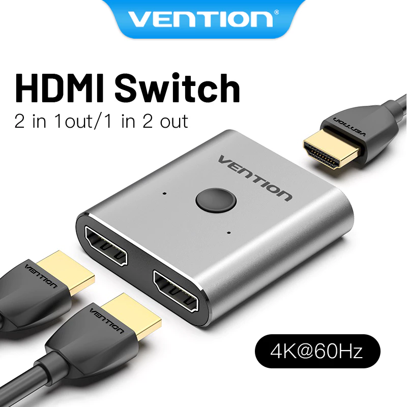 Vention Bộ Chuyển Đổi HDMI 4K 60Hz HDMI 2.0 1 Trong 2 Ngoài / 2 Trong 1 Cho PS4 TV XBOX360 Và Phụ Kiện  - Hàng Chính Hãng