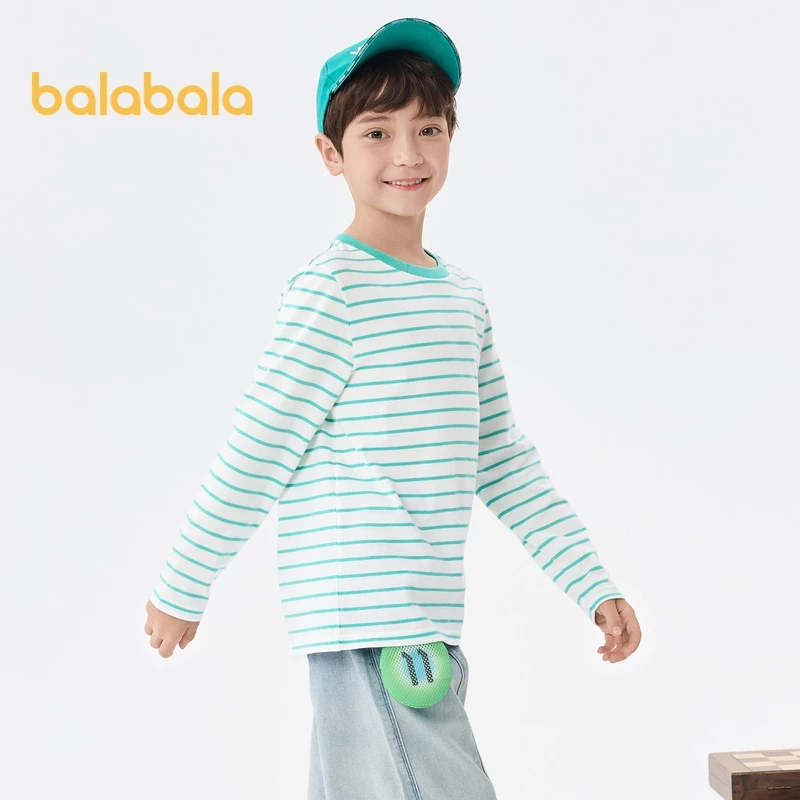 Áo thun dài tay trẻ em Balabala Lớp đế Cotton nguyên chất dành cho bé trai và bé gái Thích hợp cho trẻ mới biết đi và trẻ lớn hơn