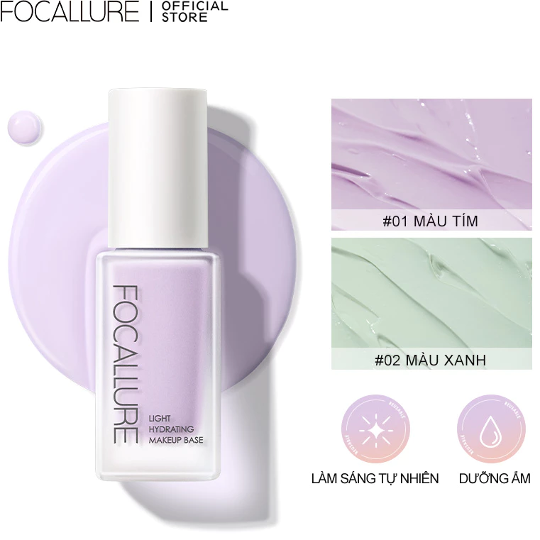 Focallure Kem Lót Trang Điểm Làm Sáng Da 3 Màu Tùy Chọn Chống Nước Tiện Dụng