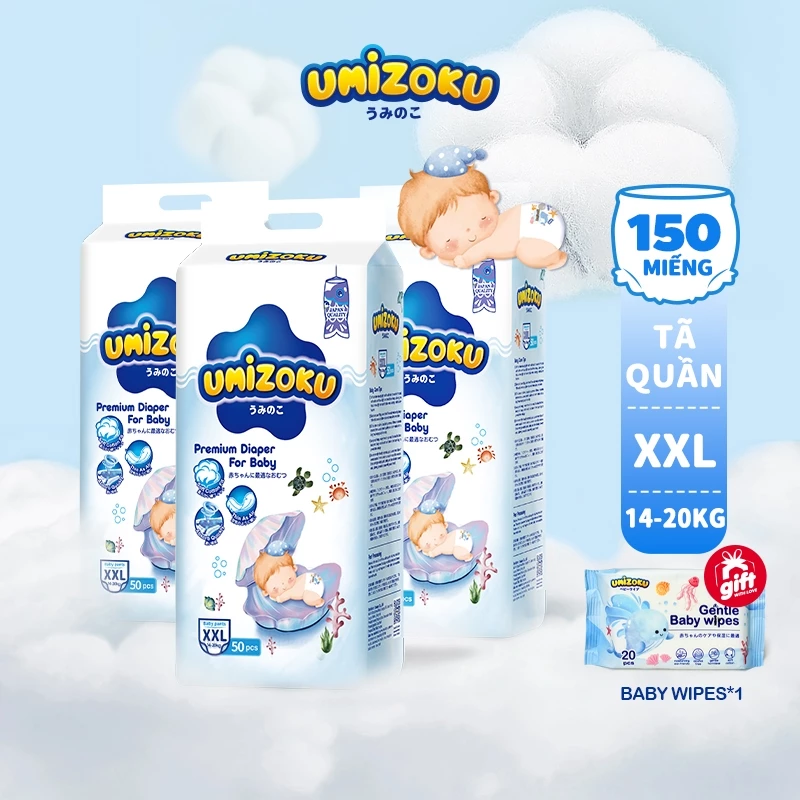 UMIZOKU 50/100 CÁI Quần Tã Thoáng Khí Cho Bé Unisex Cỡ Lớn Vừa Khô Thoáng Khí