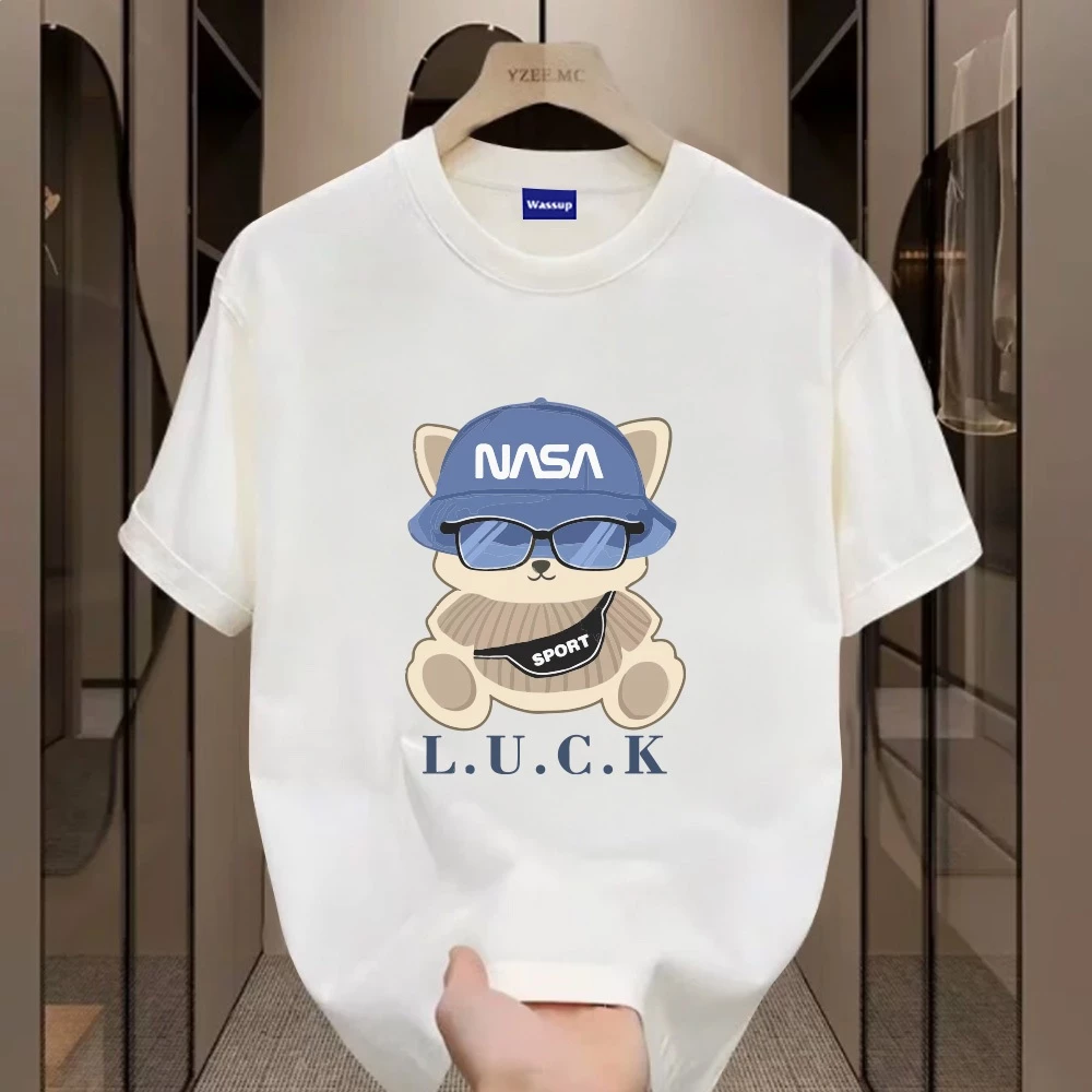 ✨Hàng có sẵn✨ WASSUP Blue Hat Puppy-Áo thun nam mới! cotton, thời trang, Unisex
