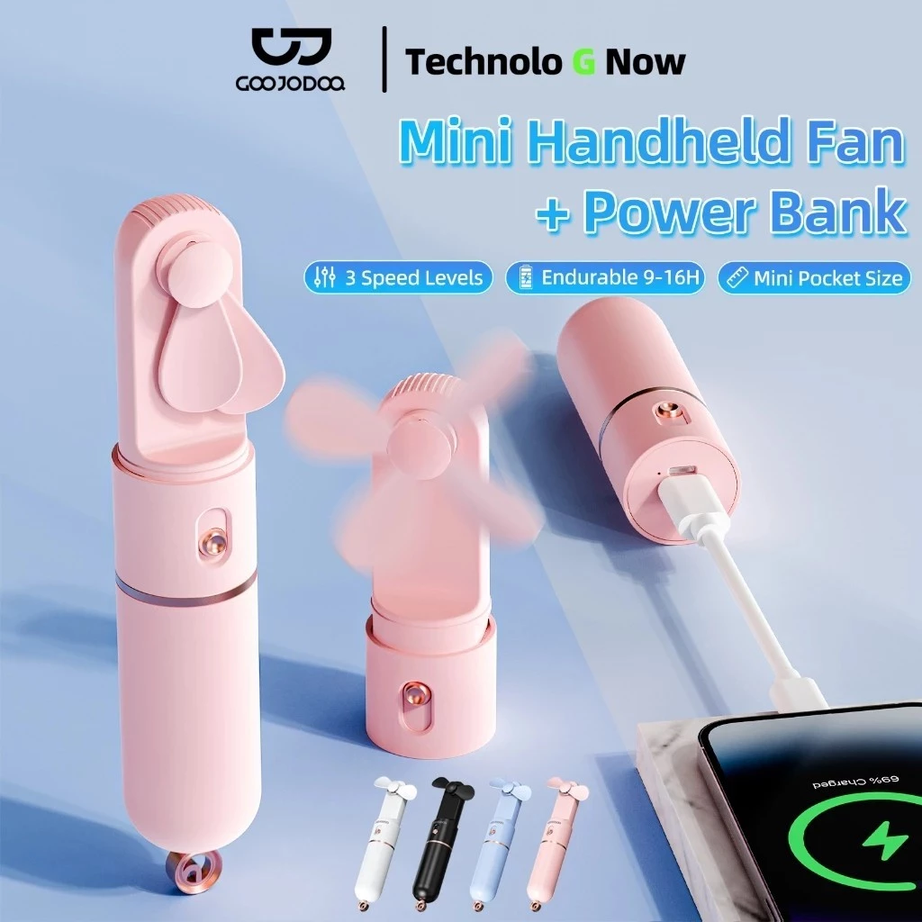 GOOJODOQ Quạt Mini 1500 mAh Sạc Cho Trường Học Di Động Cho Trẻ Em Quạt Điện Quạt Nhỏ USB LED