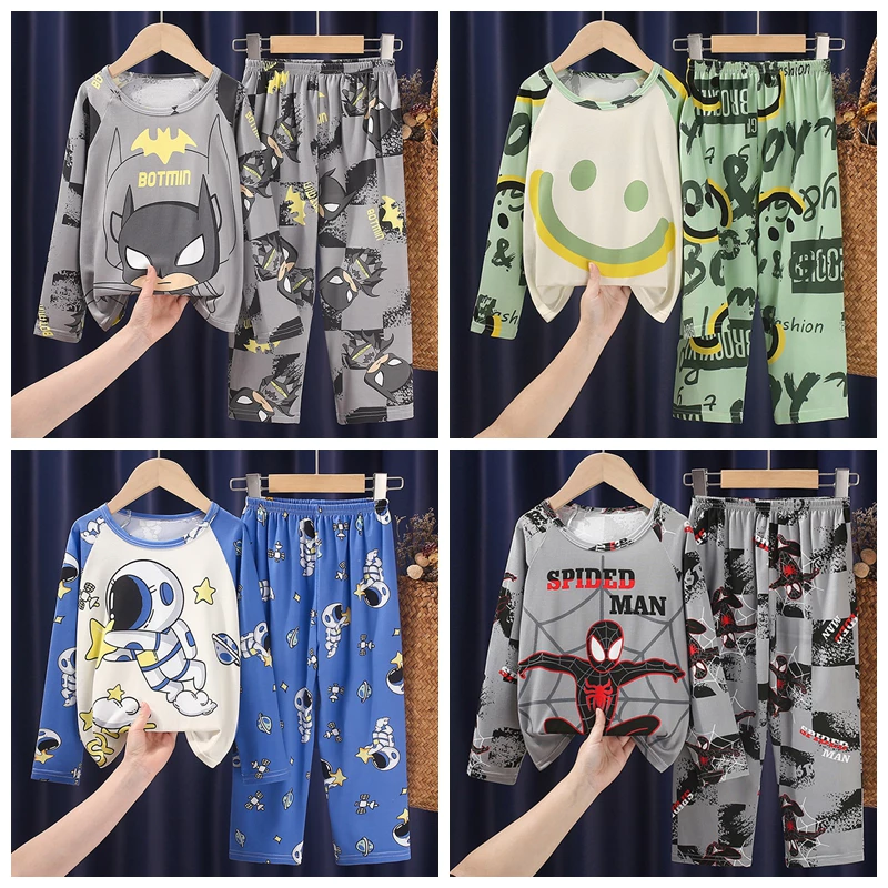 Bộ đồ ngủ dài tay thư giãn cho trẻ em Đồ ngủ cổ tròn bằng vải Polyester cho bé trai và bé gái lớn trong 8 - 9 tuổi