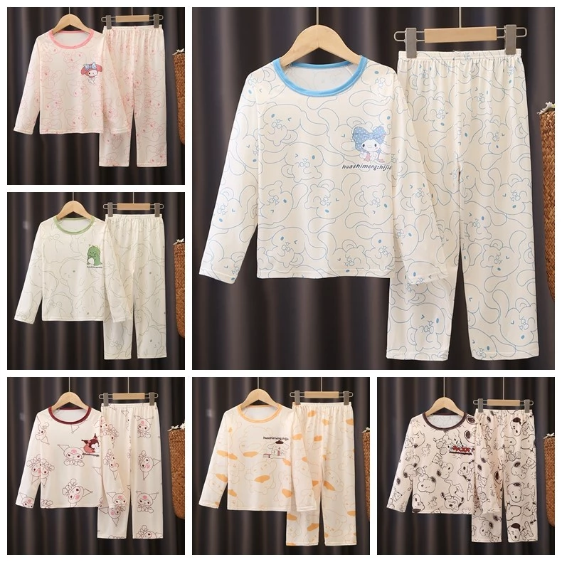 Quần áo ngủ cổ tròn dài tay cho trẻ em Đồ ngủ trẻ em bằng vải Polyester vui nhộn dành cho bé trai và bé gái trong 12 - 13 tuổi
