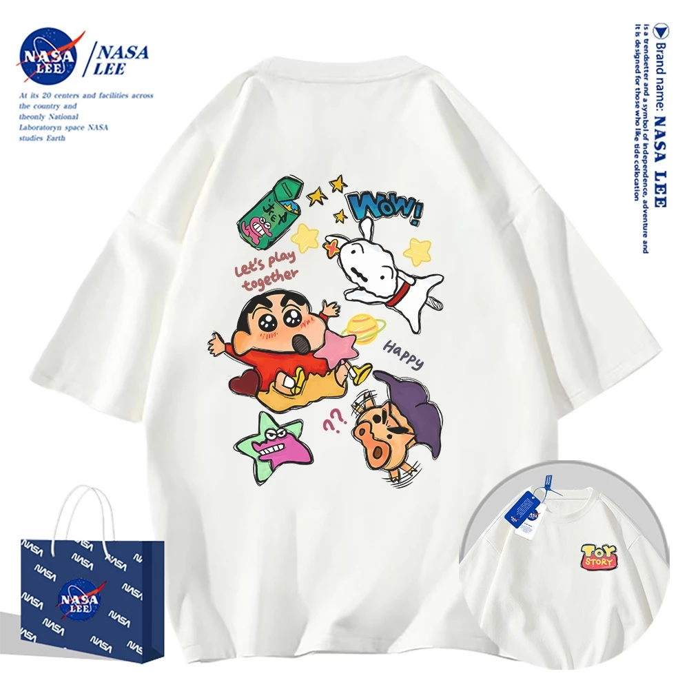 Áo thun ngắn tay NASA - Họa tiết Crayon Shin Chan, chất liệu cotton, phù hợp cho cả nam và nữ