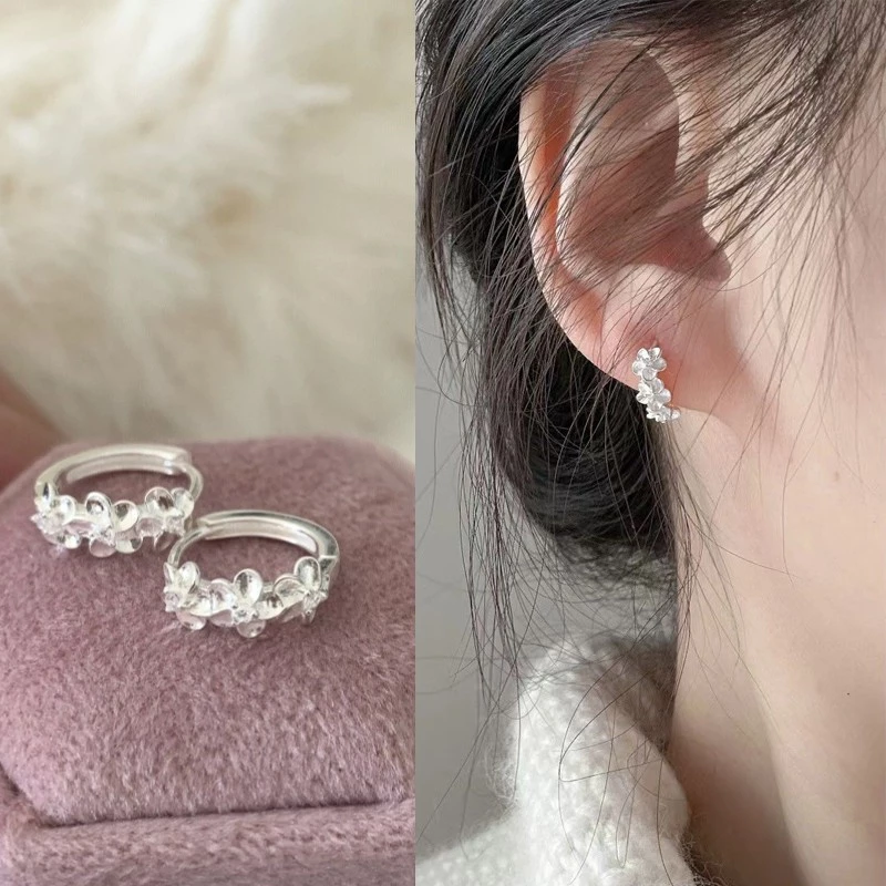 💕Dreamy💕Mạ Bạc Camellia Khóa Bông Tai