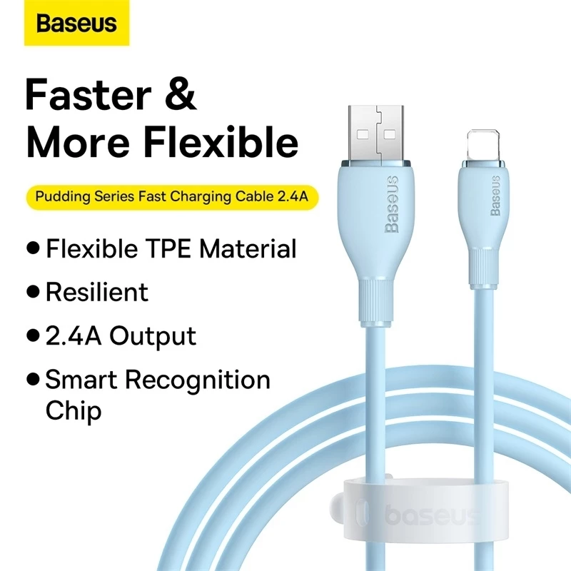 Dây cáp sạc nhanh BASEUS Pudding Series 2.4A thích hợp cho Phone