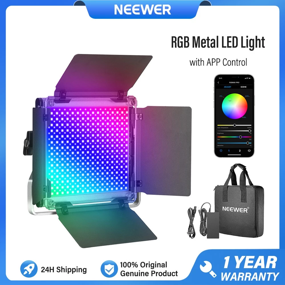 Đèn Video Led Neewer 660PRO RGB có điều khiển ứng dụng 360°Đầy màu, CRI 98 +