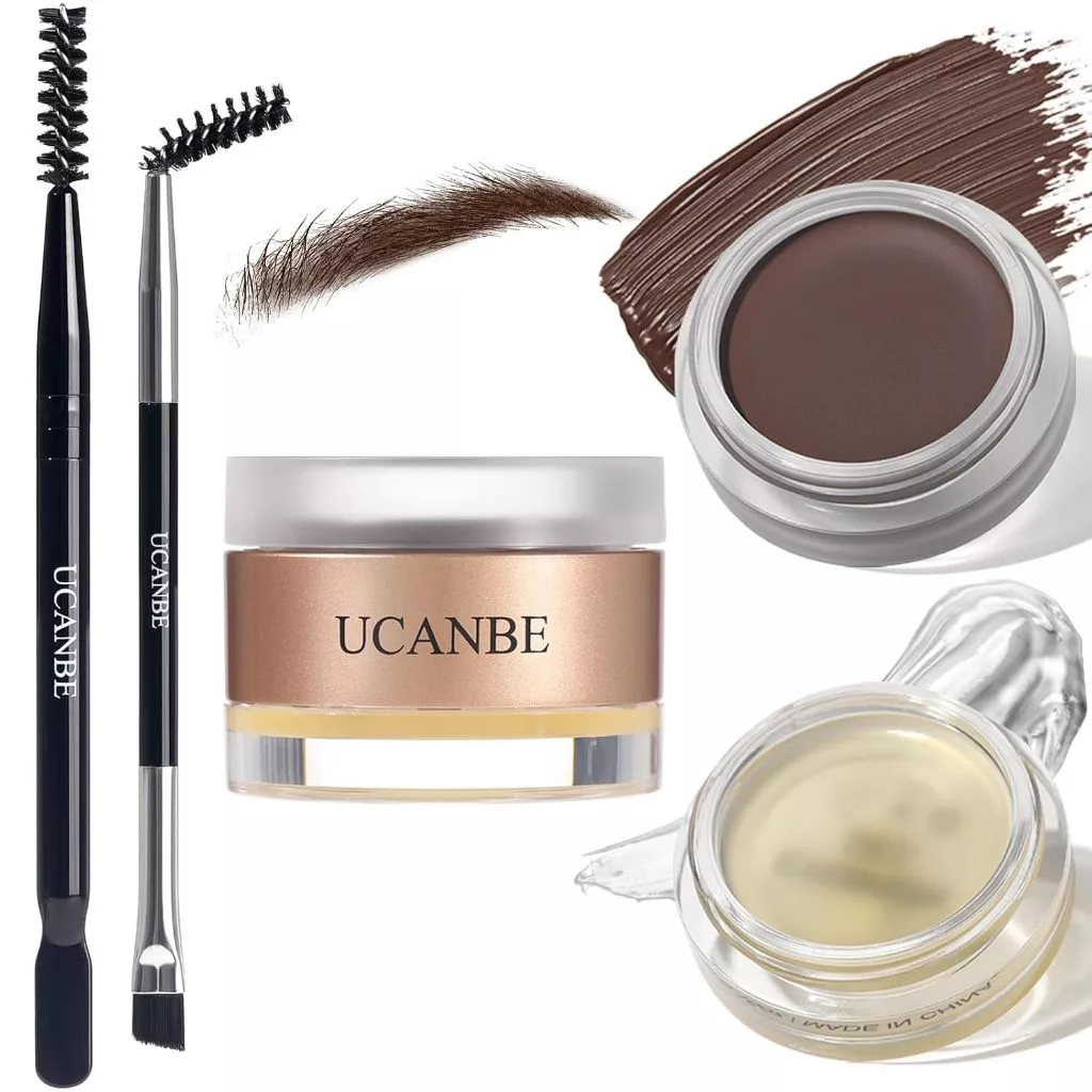 UCANBE Gel Lông Mày Chống Thấm Nước + Sáp Tạo Kiểu Lông Mày Bộ Trang Điểm 2 Trong 1 Với 2 Chiếc Hai Đầu Có Thể Điều Chỉnh Tự Do Bàn Chải Lông Mày Trang Điểm Lâu Dài