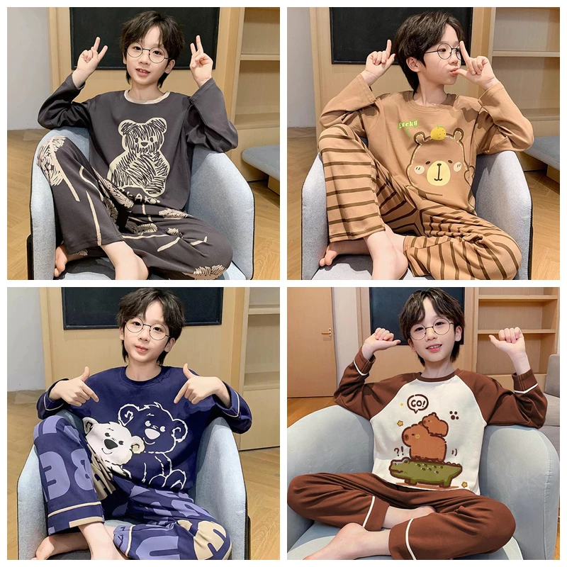 đồ ngủ trẻ em có dây rút Thời trang Bé Quần áo ngủ Thiếu nữ Quần dài Polyester Tay dài Nhẹ nhàng Cổ tròn Đồ ngủ pajama for Bé 9-10 tuổi Shopee Thời trang