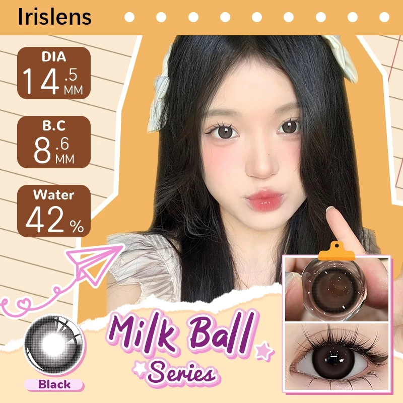 Cặp kính áp tròng Irislens 0 độ 14.5mm tự nhiên màu đen sử dụng thích hợp cho học sinh