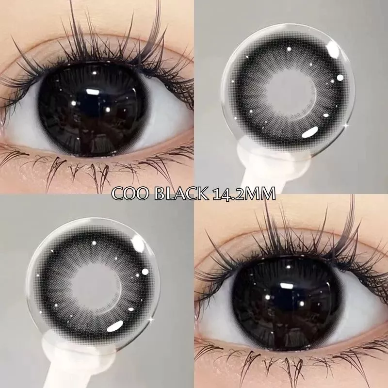 Set (2 chiếc) Kính Áp tròng MCK1 UYAAI màu đen Độ giãn tròng 14.0/14.2/14.5mm, Độ cận 0.00-4.00 Độ