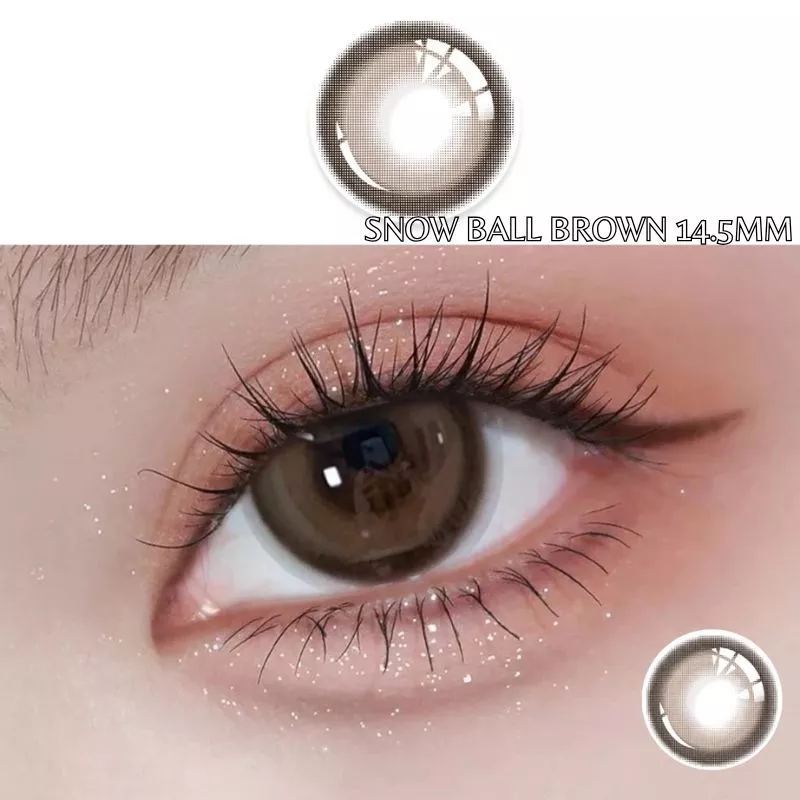 Irislens 1 Cặp Sôcôla Màu Nâu 14,5 Mm Tự Nhiên Ống Kính 0 ~ 4 Độ Mỹ Phẩm Mềm SNOW BALL Màu Nâu