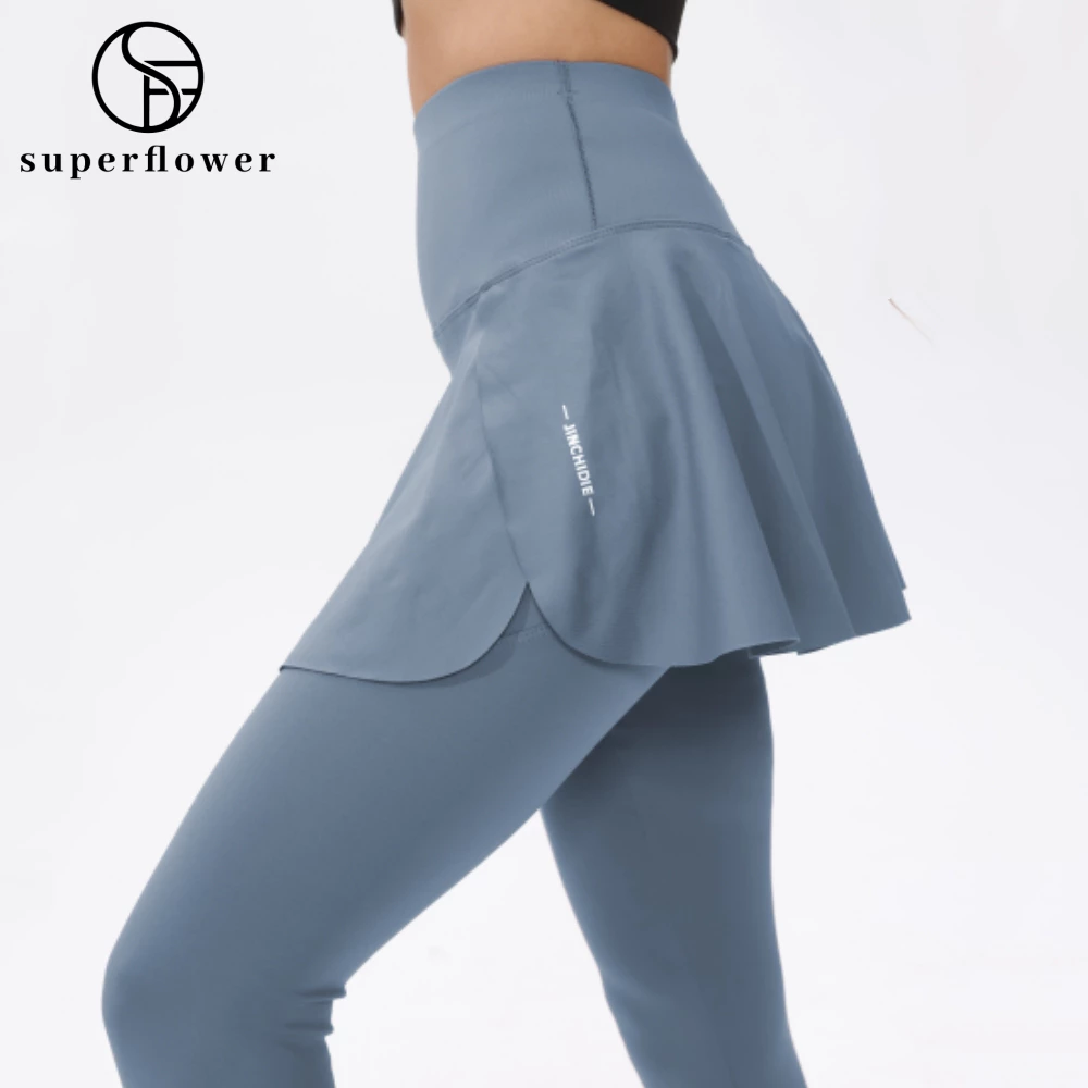 Superflower Quần cạp cao cỡ châu Á Quần legging thể dục nữ 2 trong 1 có túi để tập Yoga thể thao Chạy xe đạp