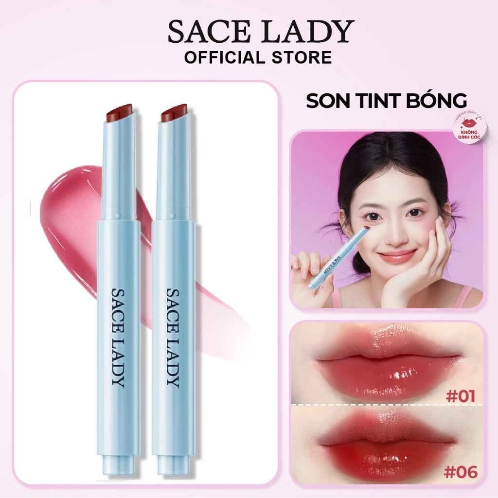 Son Tint Bóng SACE LADY Mát Màu Nước Lấp Lánh Một Cú Nhấp Chuột Bóng Sáng Bóng Trang Diểm Môi