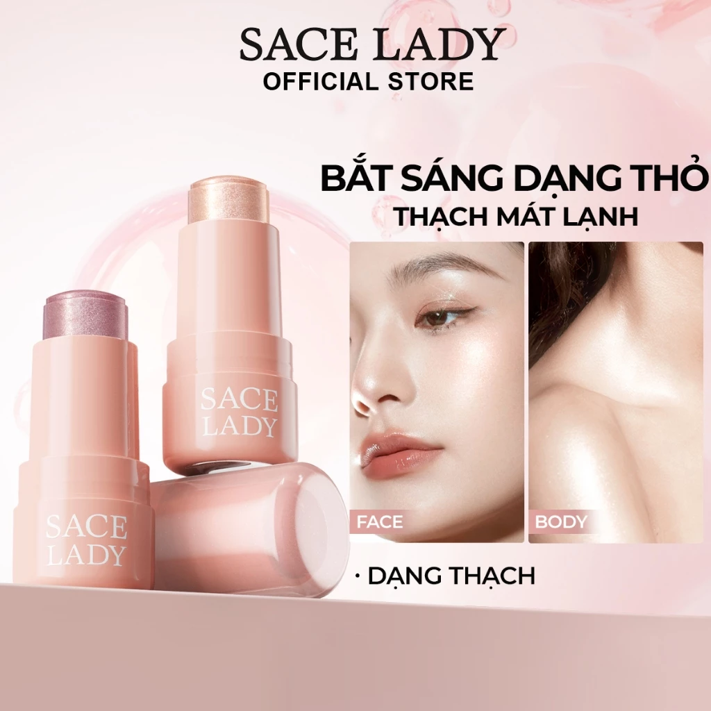 Phấn Bắt Sáng Highlight SACE LADY Dạng Thỏi Nước Rạng Rỡ Lâu Trôi Phát Sáng Kết Cấu Thạch độc đáo