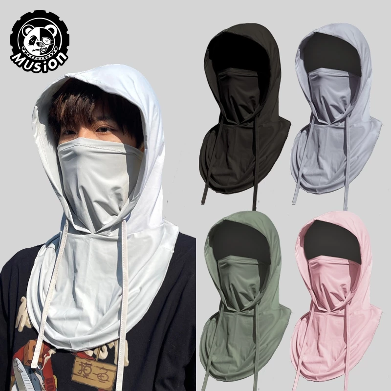Musion Full Face Cover Mũ chống nắng có mặt nạ Mũ mùa hè Mũ chống tia cực tím ngoài trời Bảo vệ cổ Mũ đi bộ đường dài