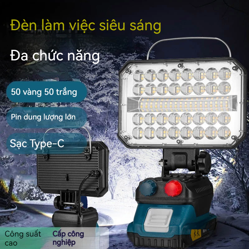 Ngoài Trời Mới Đa Năng Độ Sáng Cao Pin Có Thể Tháo Rời Đèn Sân Sạc Đèn Pha Lũ Lớn Quang Điện Hiển Thị Nhiều Hạt Ánh Sáng Bảo Trì Công Việc Cầm Tay