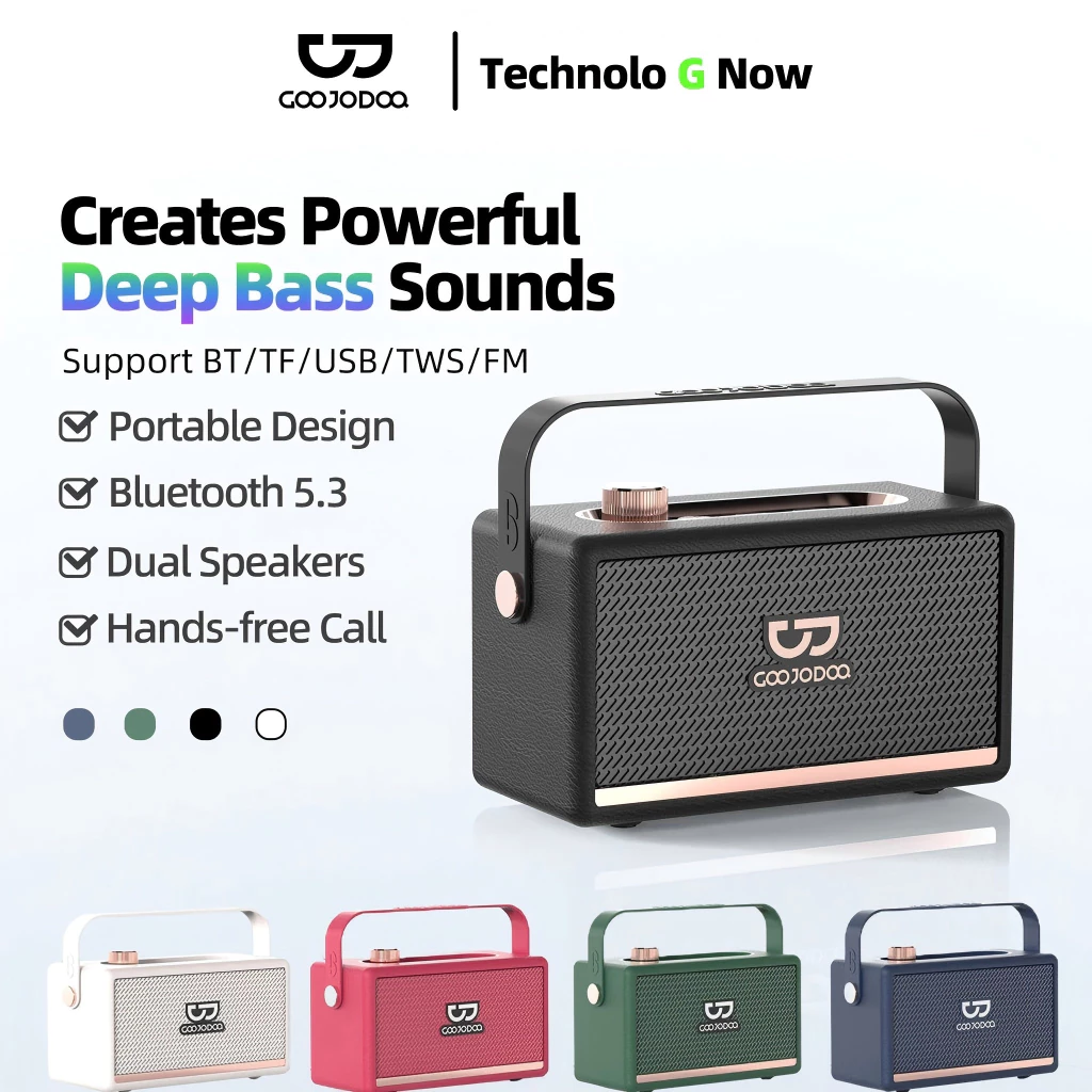 GOOJODOQ Loa Bluetooth phong cách Marshall 5.3 BT Kết nối không dây Hỗ trợ cuộc gọi rảnh tay Tăng cường Âm thanh âm trầm sâu