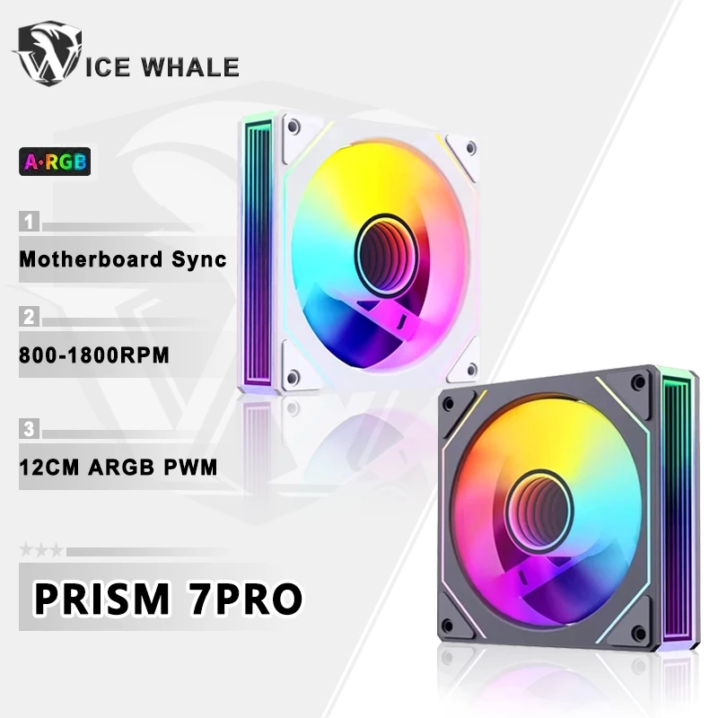 Ice Whale Prism 7PRO ARGB PC Case Fan 120mm Infinity Mirror Design Bo mạch chủ Chiếu sáng Đồng bộ hóa 4PIN Quạt làm mát CPU