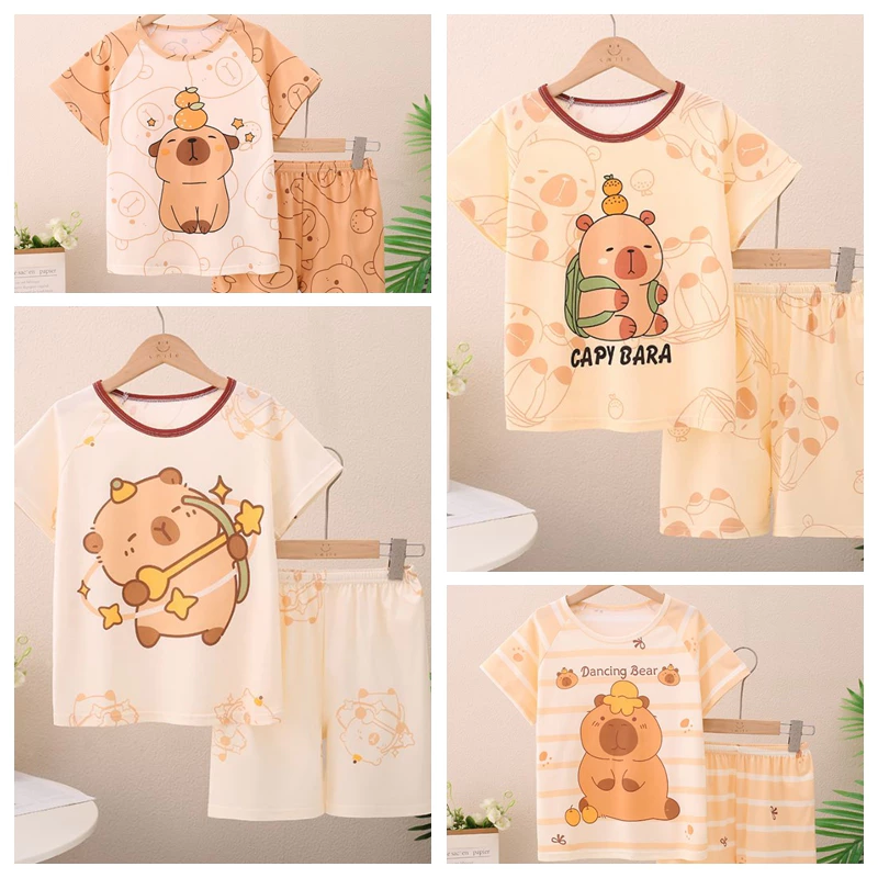 Bộ đồ ngủ thông thường Bộ đồ ngủ Capybara dễ thương Đồ ngủ trẻ em Bộ quần áo trẻ em bé gái ❥ ❈ ❈ ❈ 2026 ❈