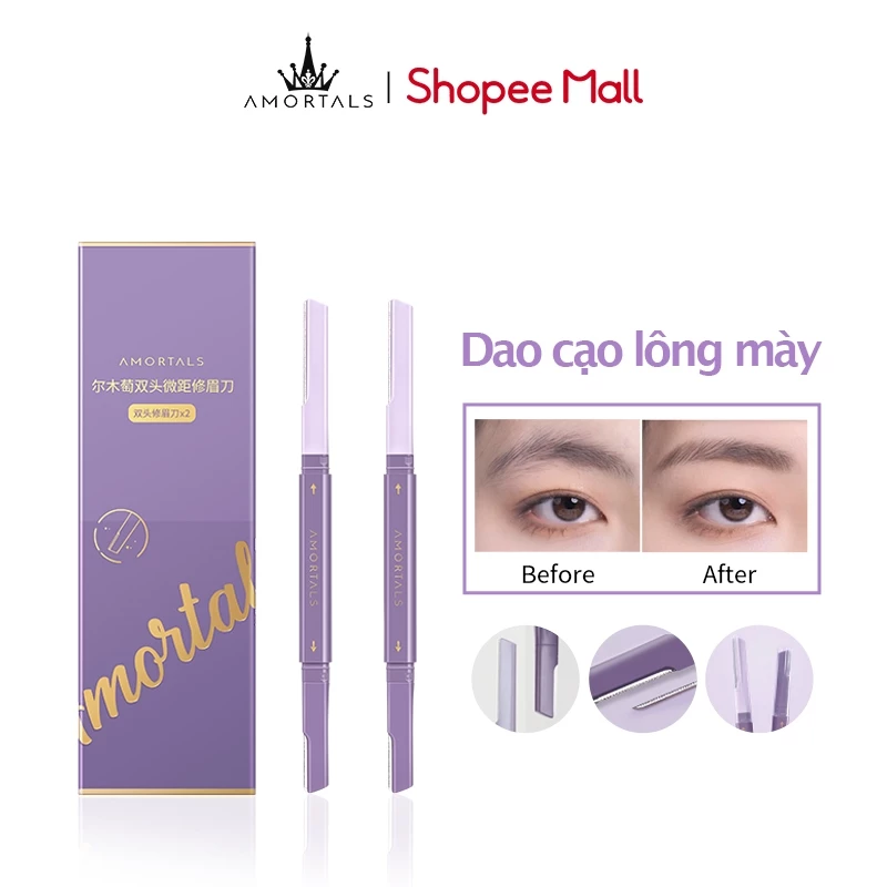 Bộ 2 Dao Cạo Lông Mày AMORTALS Hai Đầu Tiện Dụng Dao cạo lông mày tỉa lông mày cạo râu tiện lợi
