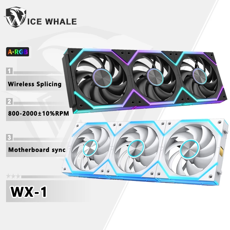ICE Whale WX-1 Mô-đun nối không dây PC 120mm Vỏ quạt làm mát 5V 3PIN ARGB Hiệu ứng gương vô hạn để làm mát không khí và tản nhiệt