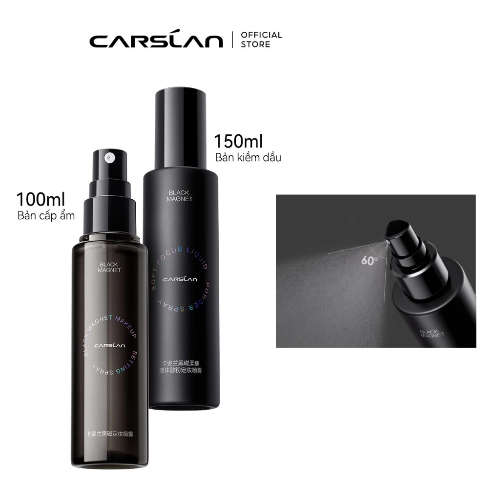 Xịt khoá nền trang điểm Carslan Nam Châm Đen Mềm Tập Trung Bột Lỏng Trang Điểm Xịt Kiểm Soát Dầu Lâu Dài Giữ Trang Điểm 24H 150ML