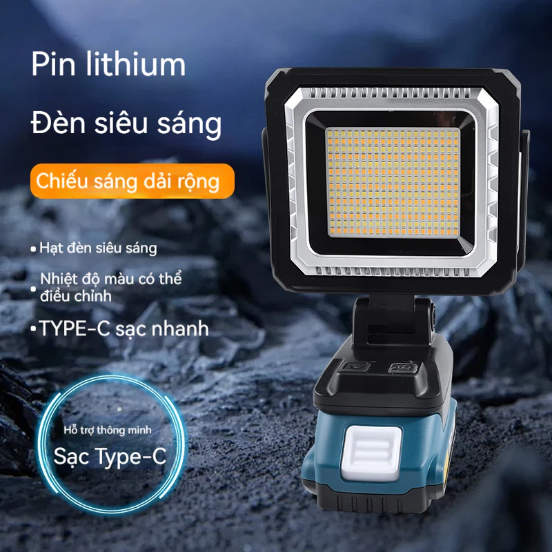 Đèn làm việc di động đa chức năng và tiện lợi với bộ pin có thể tháo rời TYPE-C sạc LED bảo trì chiếu sáng khẩn cấp
