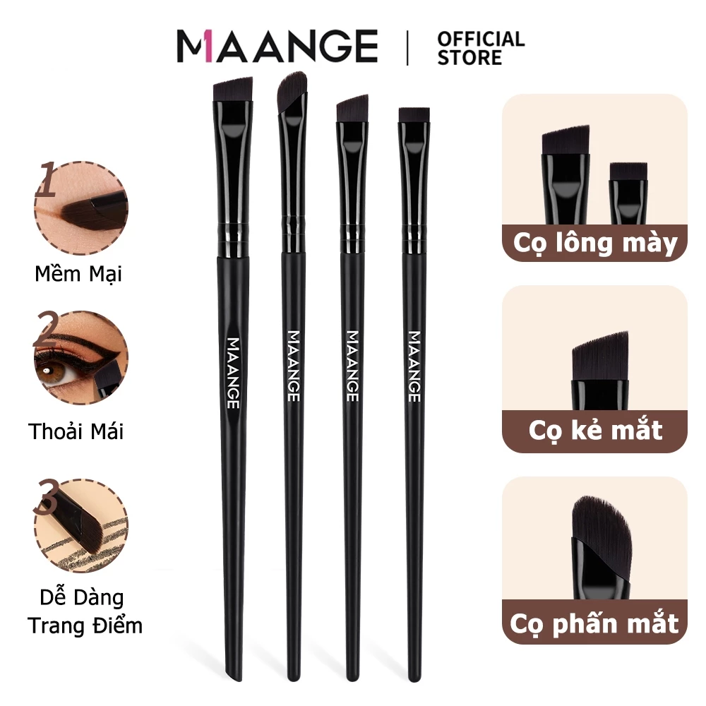 Bộ 4 cọ trang điểm mắt MAANGE cọ lông mày góc cạnh và cọ kẻ mắt có độ chính xác cao 52047