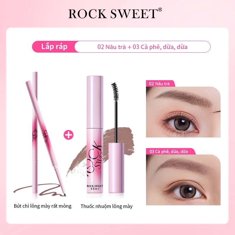 Rock SWEET RS Velvet Mist Tint 9-Eyebrow Tint Lâu trôi, Wild Brow Look, Bền bỉ, Màu cà phê sữa, Chống nhòe, Chống thấm nước & Chống mồ hôi, Trang điểm lông mày tự nhiên, Mờ mềm, Tint