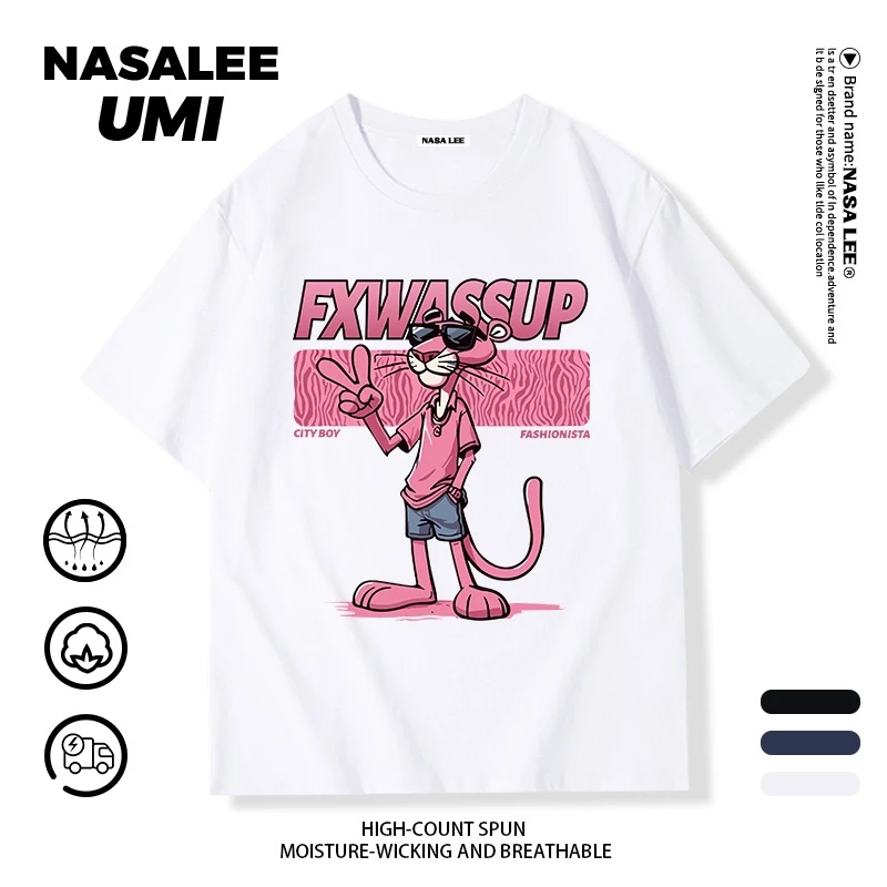 【Giao hàng trong 48 giờ】Áo phông ngắn tay NASA phong cách Mỹ - form rộng unisex, chất liệu cotton trắng in hình Hồng Hạc , thời trang cá tính dành cho cả nam và nữ.