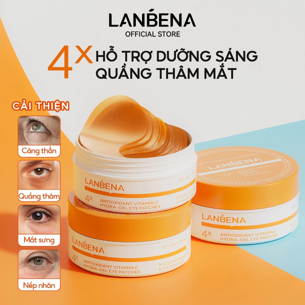 Mặt Nạ Mắt Collagen Giảm Quầng Thâm LANBENA Retinol/Vitamin C Chống Lão Hóa, Hỗ Trợ Trẻ Hóa, Sinh Học,Dạng Gel Làm Mát, Giảm Nhăn, Làm Mờ Quầng Thâm Mắt, Dưỡng ẩm sâu, Giá Rẻ Dùng Hàng Ngày, Dành Cho Da Nhạy Cảm, Ban Dêm(Hộp/60 miếng)