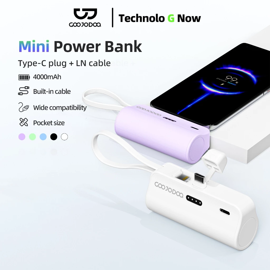 GOOJODOQ 4000mAh Mini Power Bank Bộ sạc di động Type-C & LN Cắm cho điện thoại Android / Đồng hồ / Tai nghe / Điện thoại 15-16