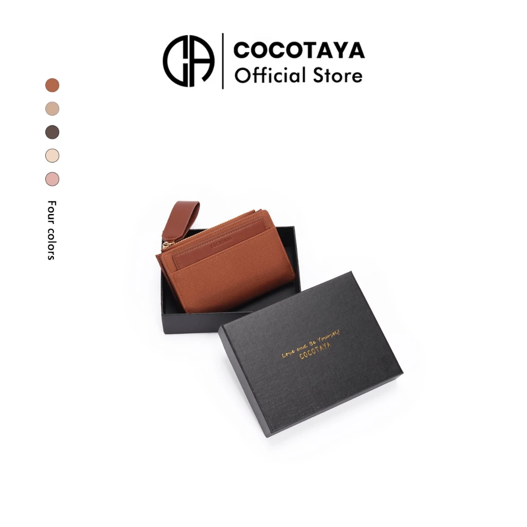(COCOTAYA) Ziva Pocket Phong cách mới Thời trang, Hộp đựng thẻ nữ, Ví ngắn, Ví đựng tiền xu có thể gập lại