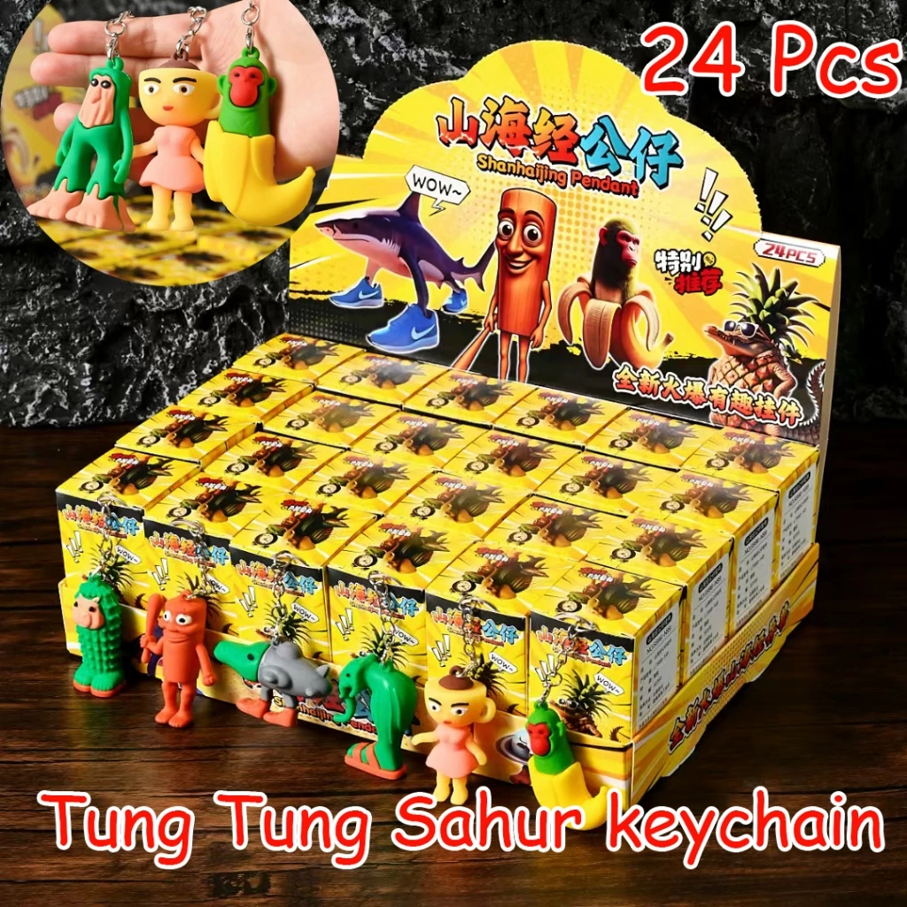 24 hộp mù Tung Tung Sahur Móc khóa tralalero tralala mô hình Blind box đồ chơi quà 1/6 cho bé