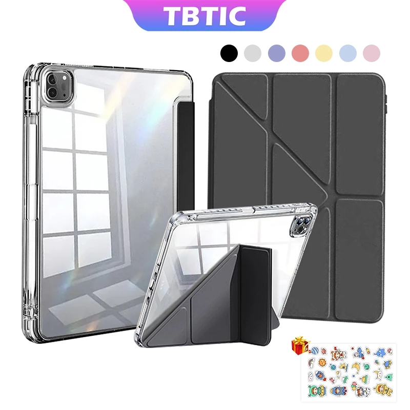 Tbtic Cho iPad Có Giá Đỡ Bút Chì Air 7 M3 2025 6 Pro 11 2024 Air 5 4 10.9 11th A16 10th 9th 8th Gen 7th 10.2 6th 5th 9.7 Mini 6 Ốp Lưng Trong Suốt