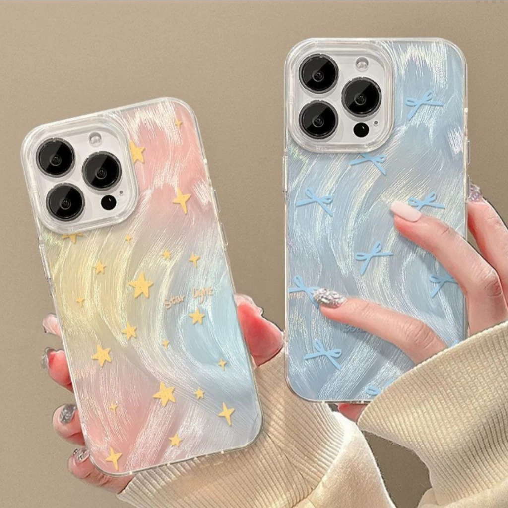 Ốp lưng iphone Nơ Xanh Lãng Mạn Thích Hợp Cho IPhone 15 Pro Max 11 12 13 14 Pro Max X XR XS Max 7Plus 8Plus Retro-SN