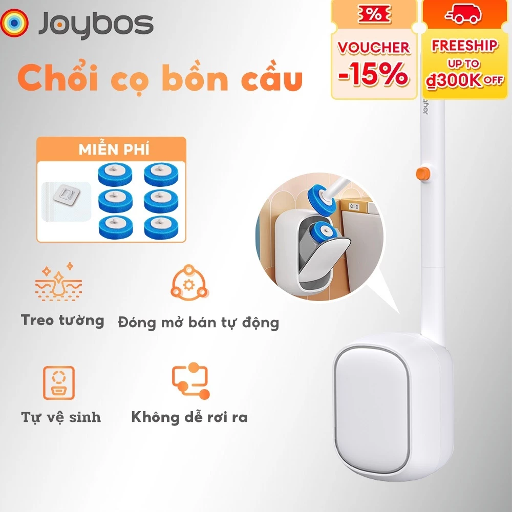 Joybos® Set BàN ChảI Vệ Sinh KèM  đầU Cọ Toilet Thay DùNg MộT LầN Xoay 360° độ Thế Hệ MớI