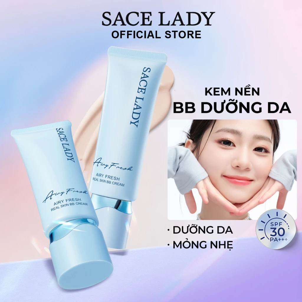 Kem Nền BB Cream SACE LADY Dưỡng ẩm tự nhiên Mỏng và nhẹ Chống nắng SPF30 PA + + +