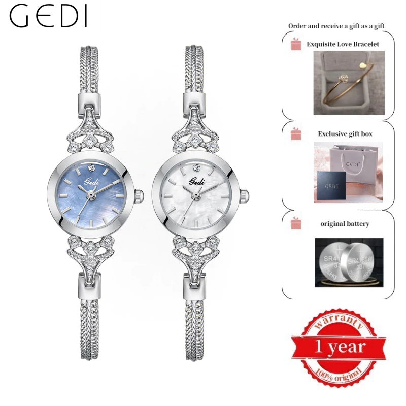 Đồng hồ đeo tay cao cấp GEDI nhẹ sang trọng có giá trị cao đồng hồ mẹ-tắt nữ nhỏ tinh tế đồng hồ thạch anh chống thấm nước 62001