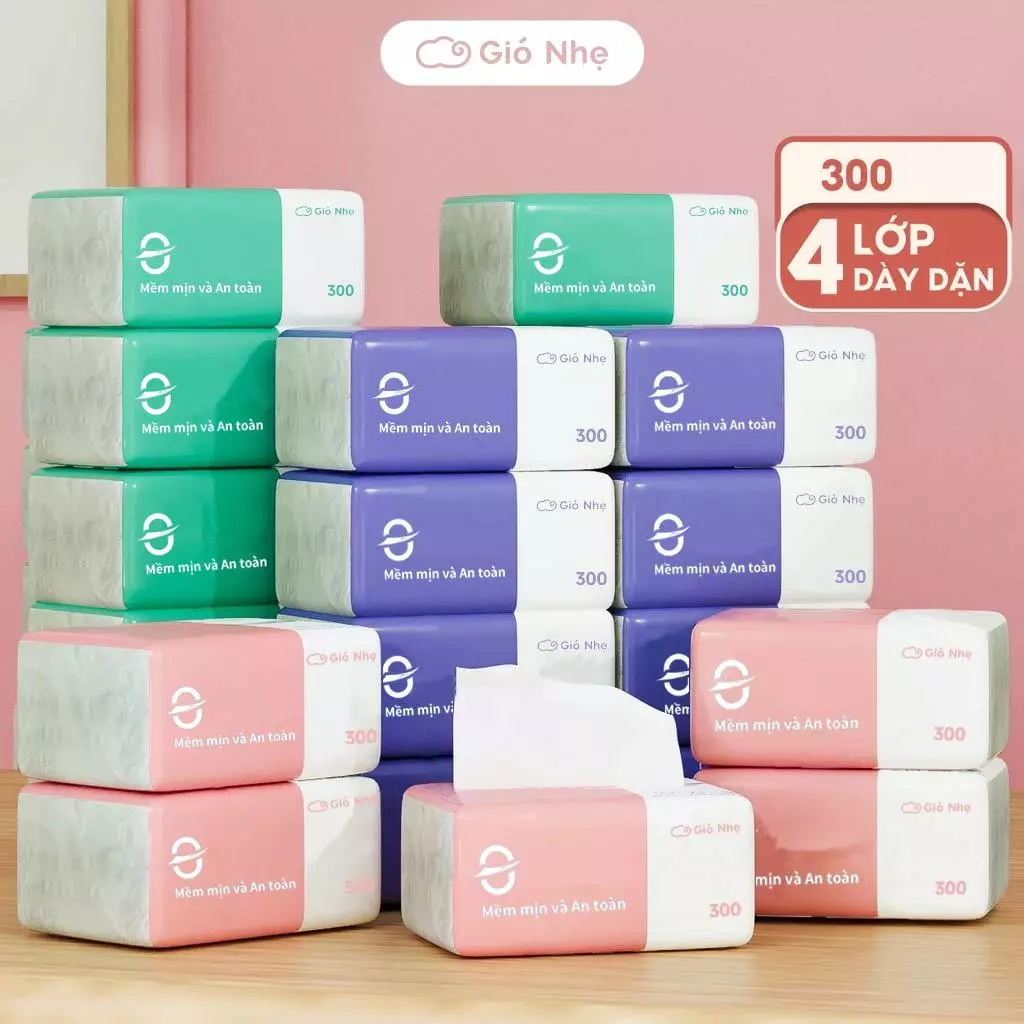 [Gió Nhẹ]20 Gói Khăn Ăn 4 Lớp Kết Cấu Cao Cấp Mềm Mại Mịn Tiện Lợi Gói Kết Hợp